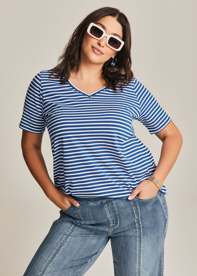 Plus Size Good Earth Australian Cotton Stripe T-shirt