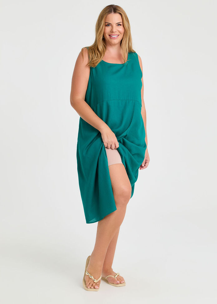 Shop Plus Size Linen Isla Shift Dress, Green | Taking Shape UK