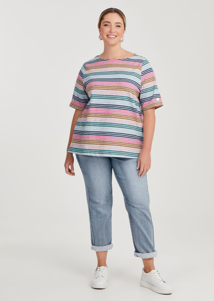 Cotton Stripe T-shirt, , hi-res