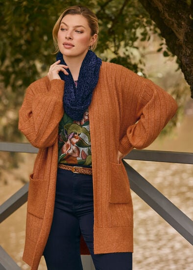 Plus Size Ribbed Pocket Cardigan