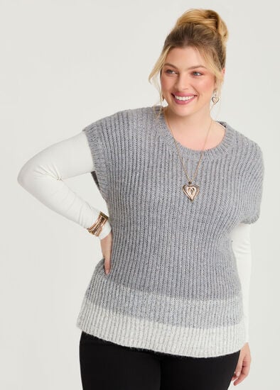 Plus Size Ombre Stripe Sequin Vest