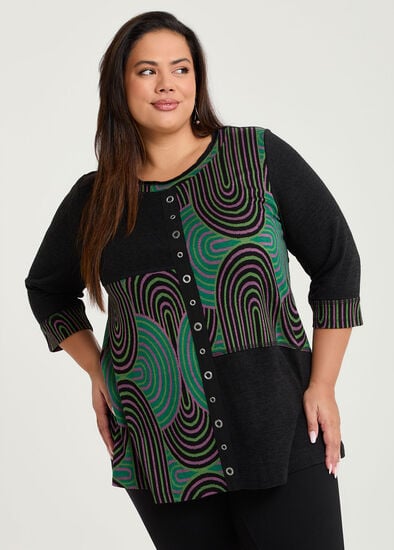 Plus Size Jacquard Spliced Snug Tunic