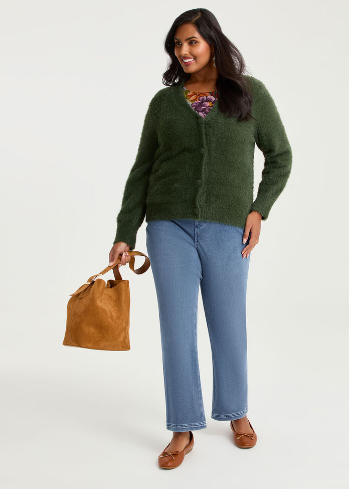 Fluffy Knit Short Cardigan, , hi-res