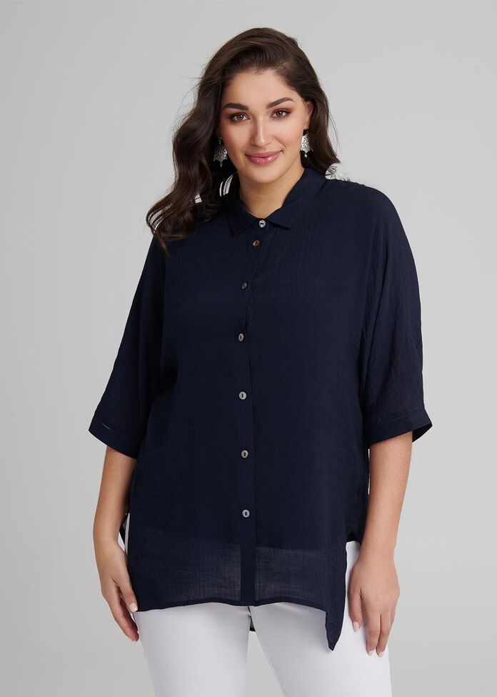 Shop Night Hazel Shirt in Blue, Sizes 12-30 | Taking Shape AU