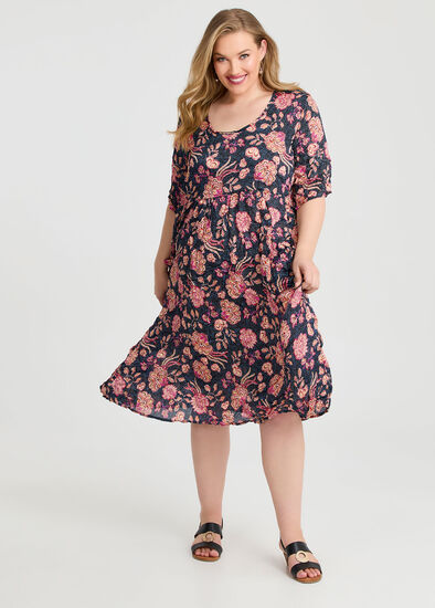 Plus Size Crushed Patch Pocket Midi Dress