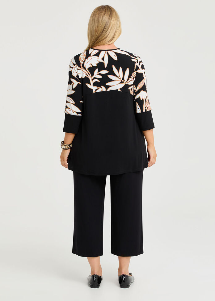 Safari Scene Luna Spliced Top, BOTANICAL PRINT, hi-res