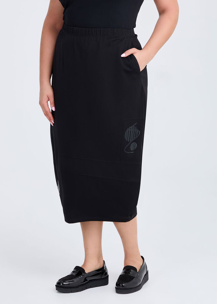 Ponte Onyx Skirt, BLACK, hi-res