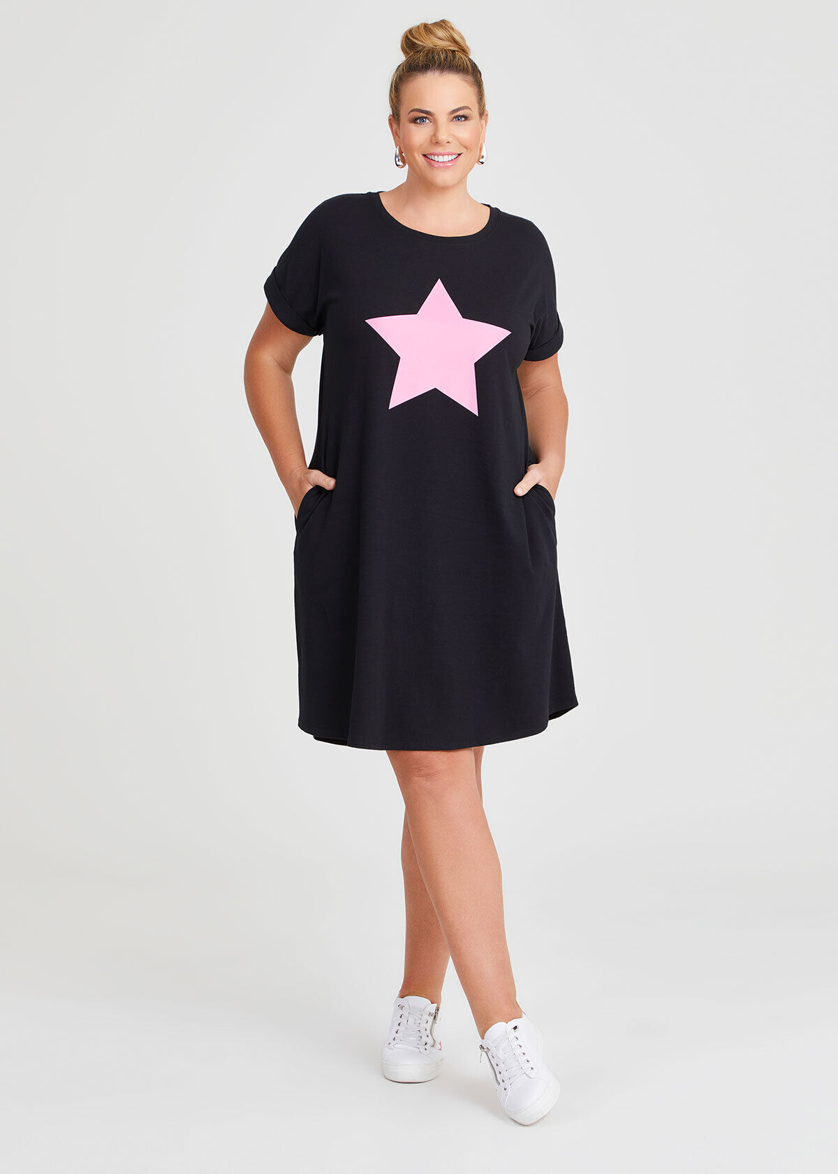 Black and white star print dress best sale