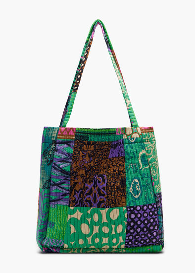 Patch Print Reversible Tote