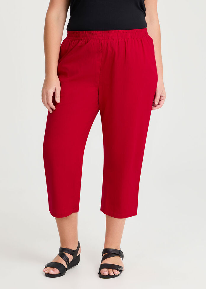 Cotton Linen Crop Pant, , hi-res