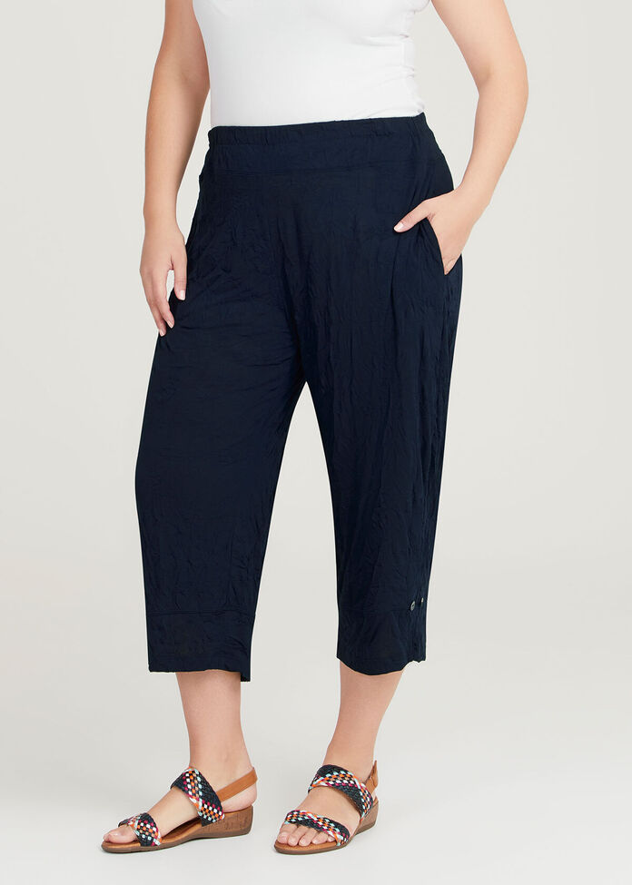 Shop Plus Size Everyday Crushed Crop Pant in Blue | Sizes 12-30 ...