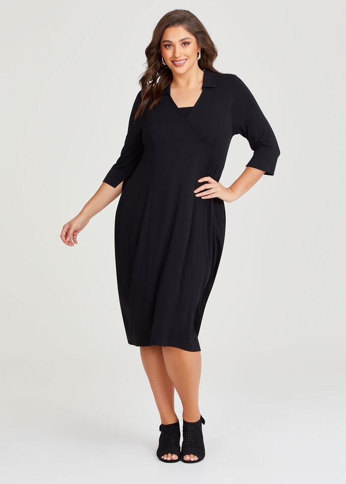 Shop Plus Size Bamboo Jersey Mock Wrap Dress in Black | Taking Shape AU