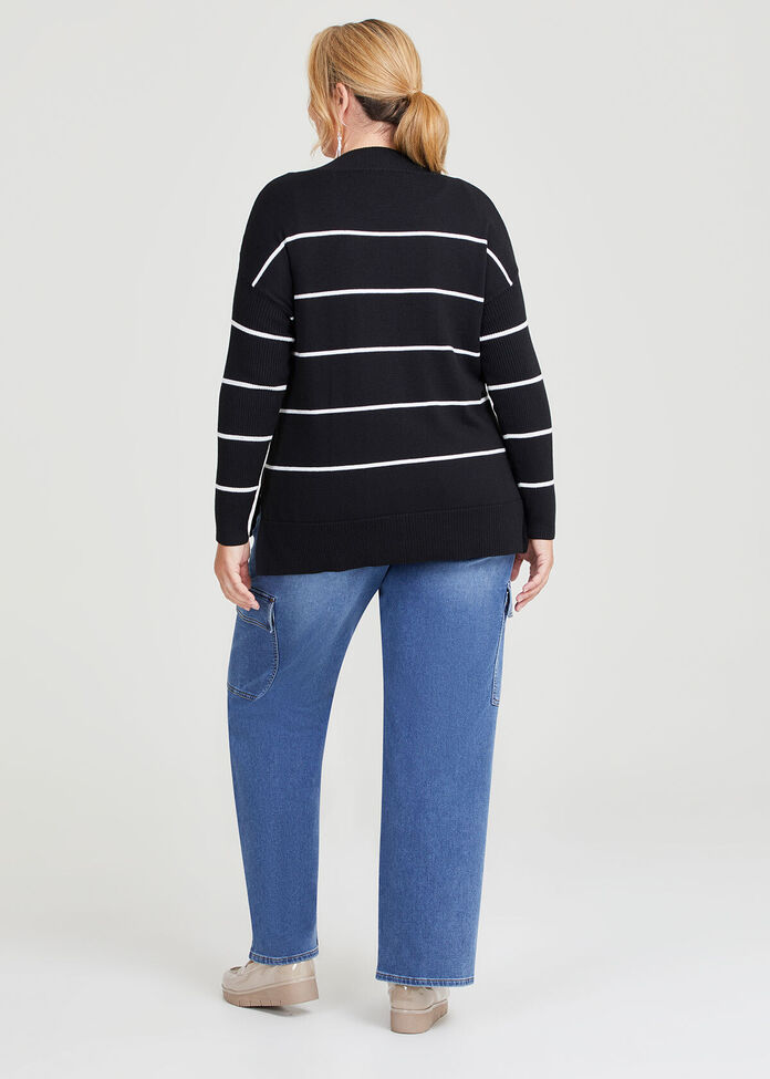 Hi-lo Stripe Jumper, , hi-res