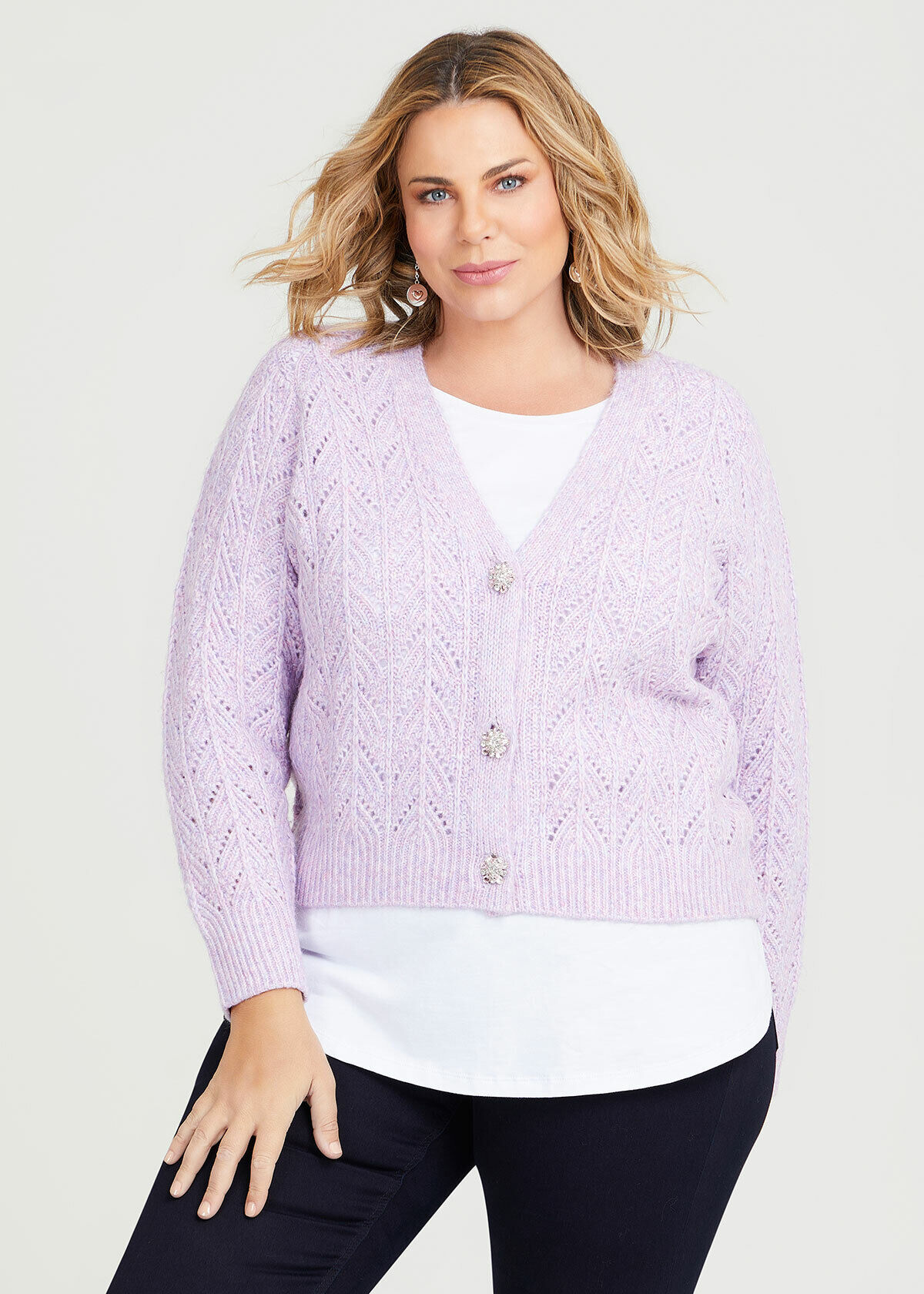 Plus size pointelle cardigan hotsell
