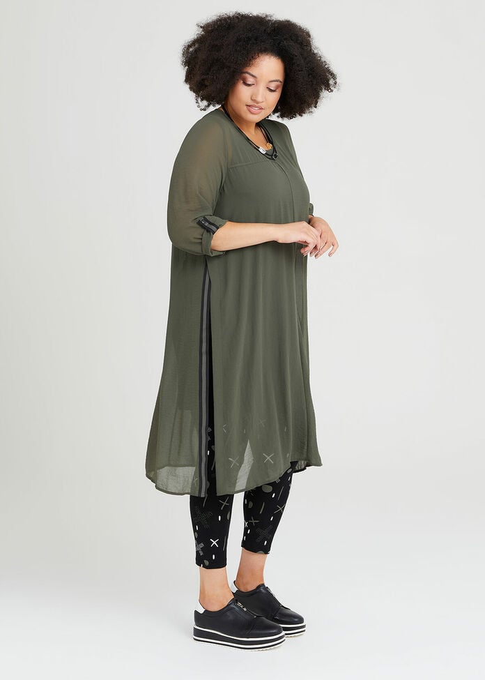 Shop Plus Size Chiffon Winter Stripe Tunic, Green Taking Shape AU