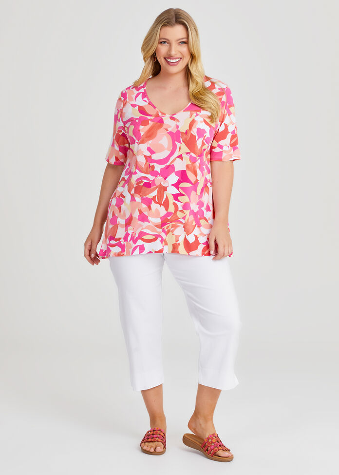 V Neck Printed Top, , hi-res