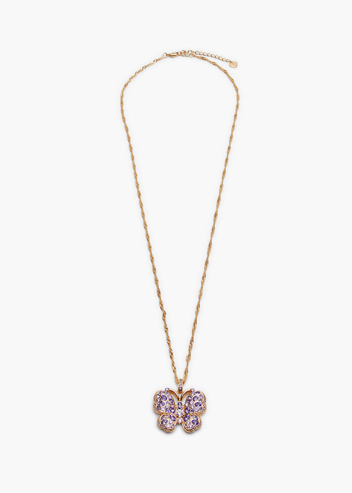 Pave Diamante Butterfly Necklace, , hi-res