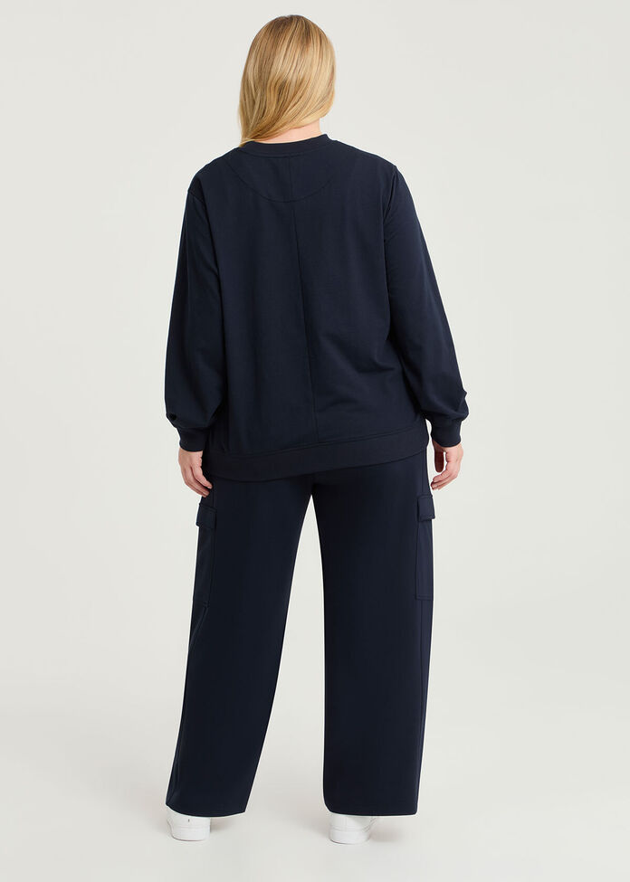 Cotton Embroidery Star Sweatshirt, , hi-res