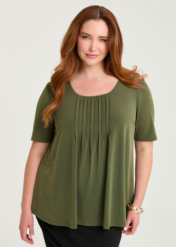 Pintuck Detail Top, , hi-res