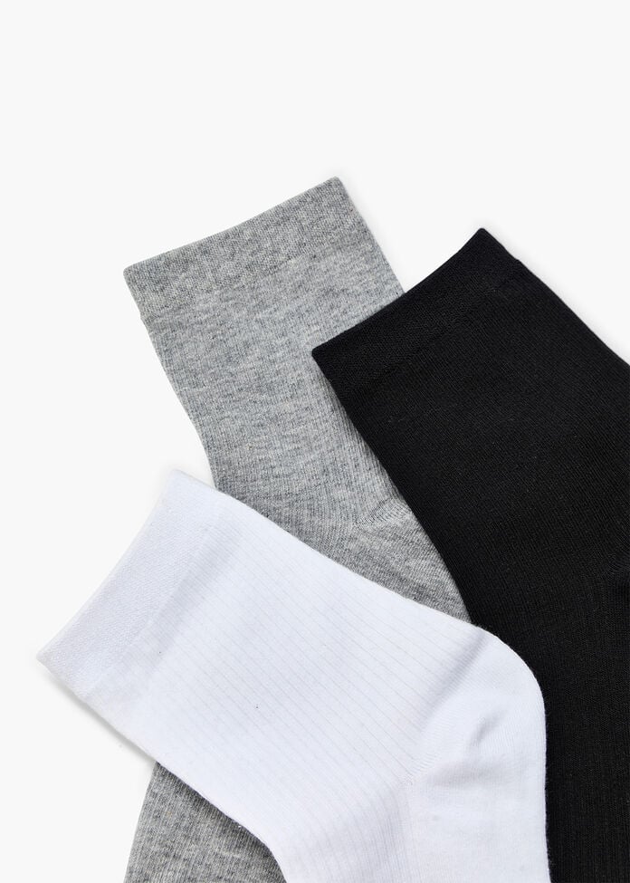 3 Pack Cotton Ribbed Socks, , hi-res
