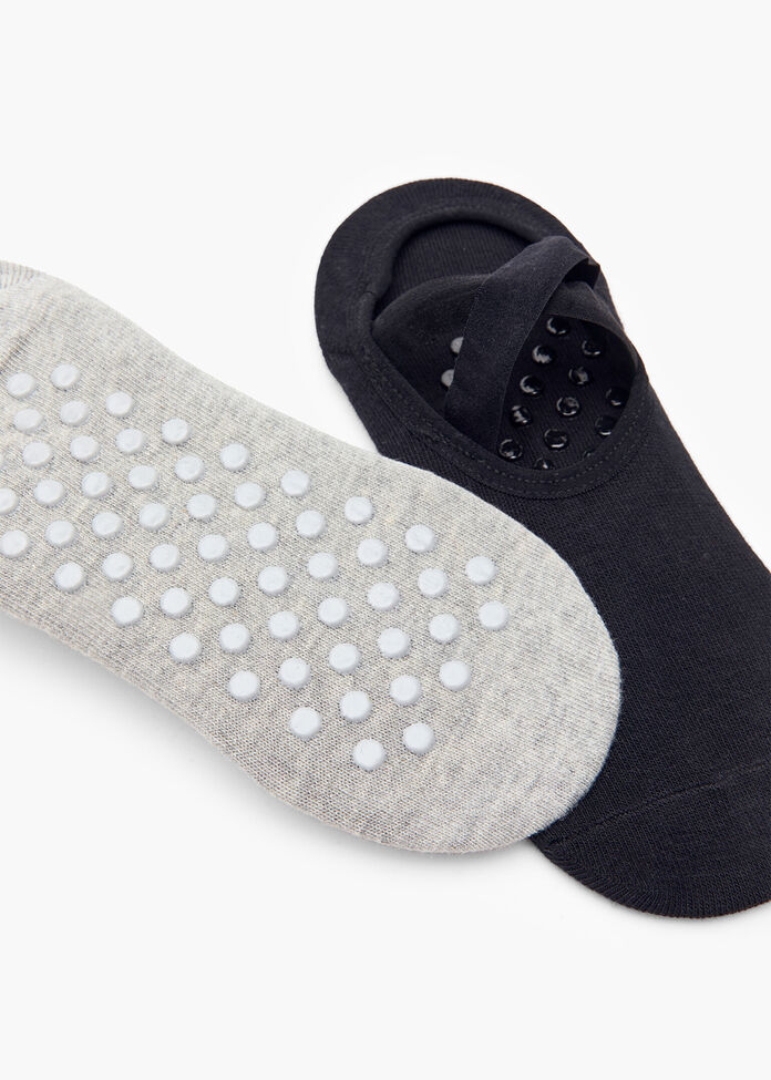 2 Pack Non Slip Grip Cotton Socks, , hi-res