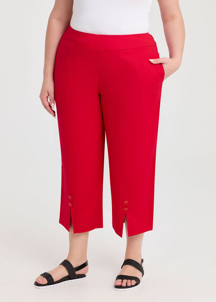 Stretch Linen Ayanna Crop Pant, , hi-res