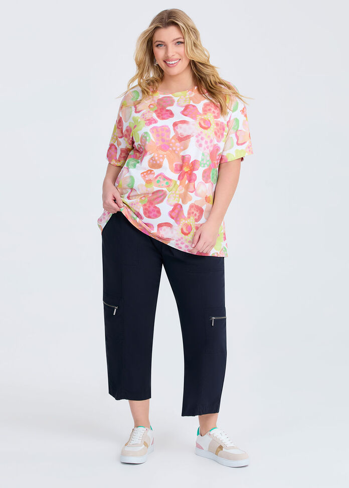 Cotton Watercolour Bloom T-shirt, , hi-res