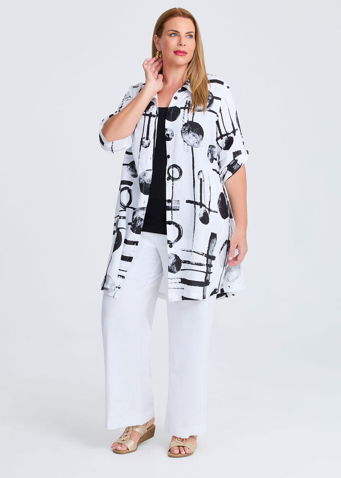 Spot Linen Bamboo Longline Shirt, , hi-res