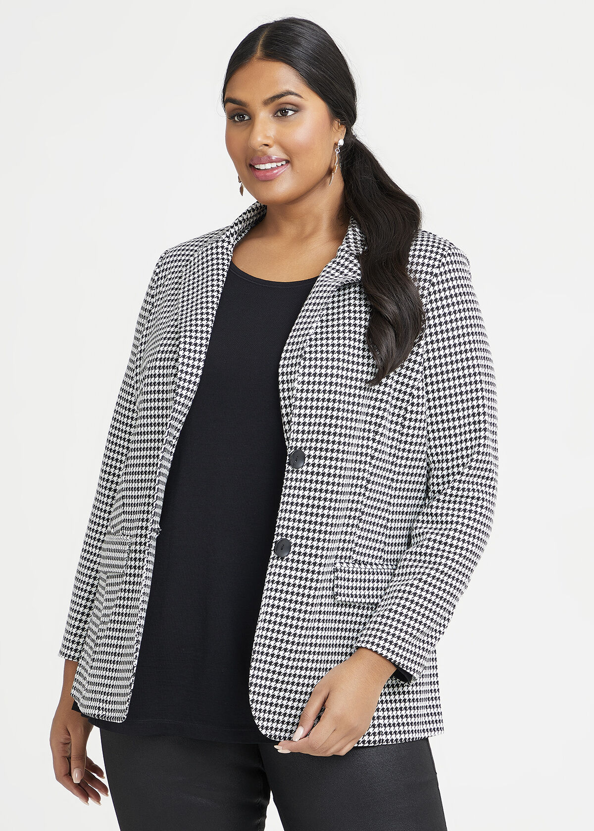 Houndstooth jacket plus size discount