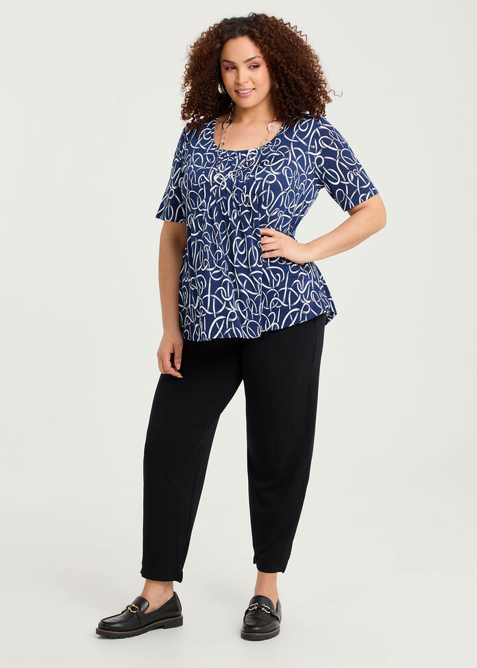Printed Pintuck Top, , hi-res