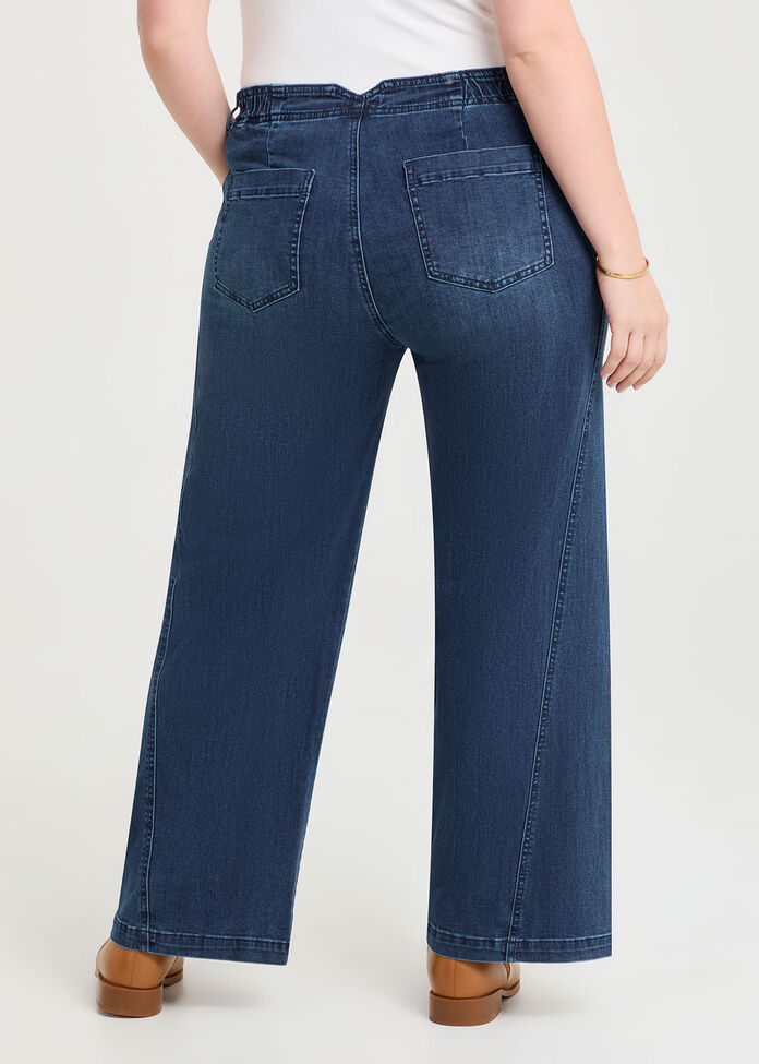 Curved Seam Wide Leg Jean, , hi-res