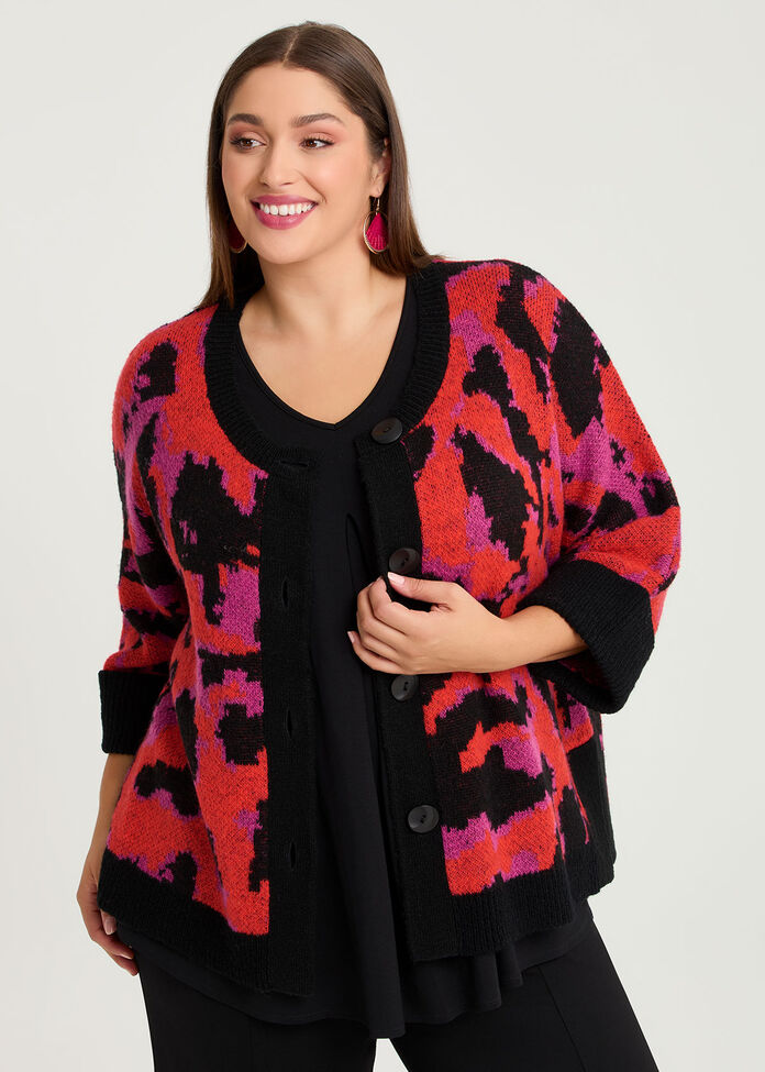 Leopard Wool Mix Knit Cardigan, , hi-res