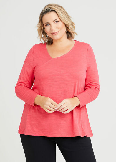 Plus Size Long Sleeve Assymetrical Top