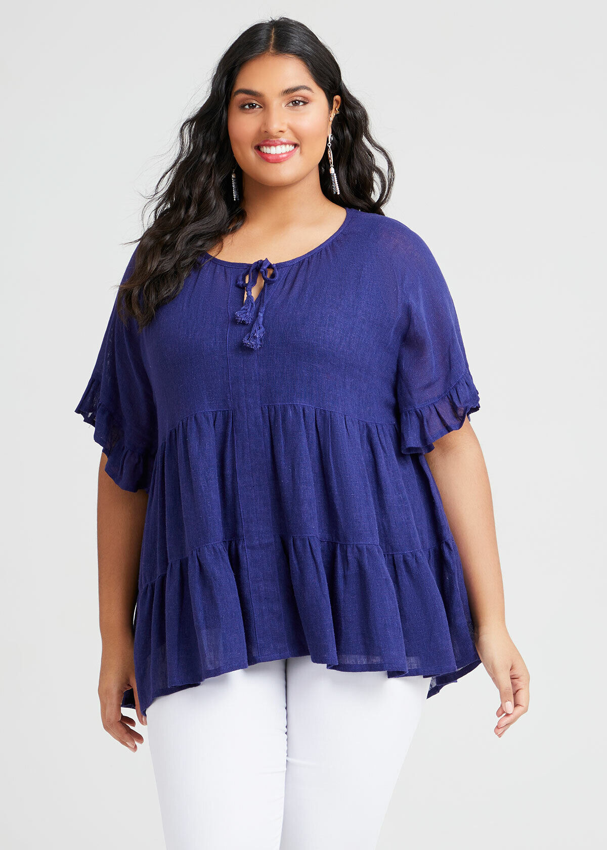 Shop Linen Acland Boho Top in Brown in 