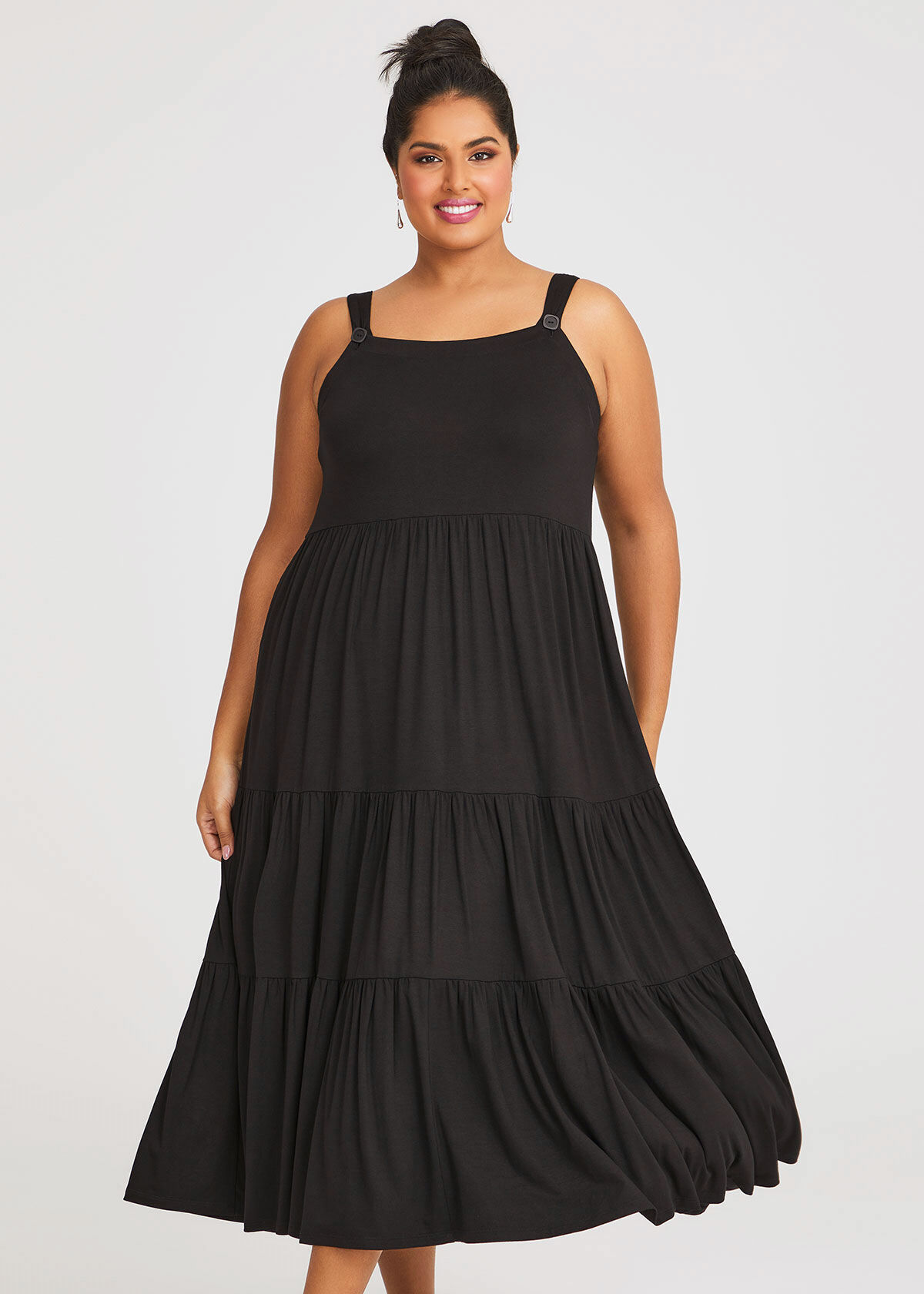 Shop Plus Size Natural Pinafore Dress in Black Sizes 12 30 Taking Shape NZ