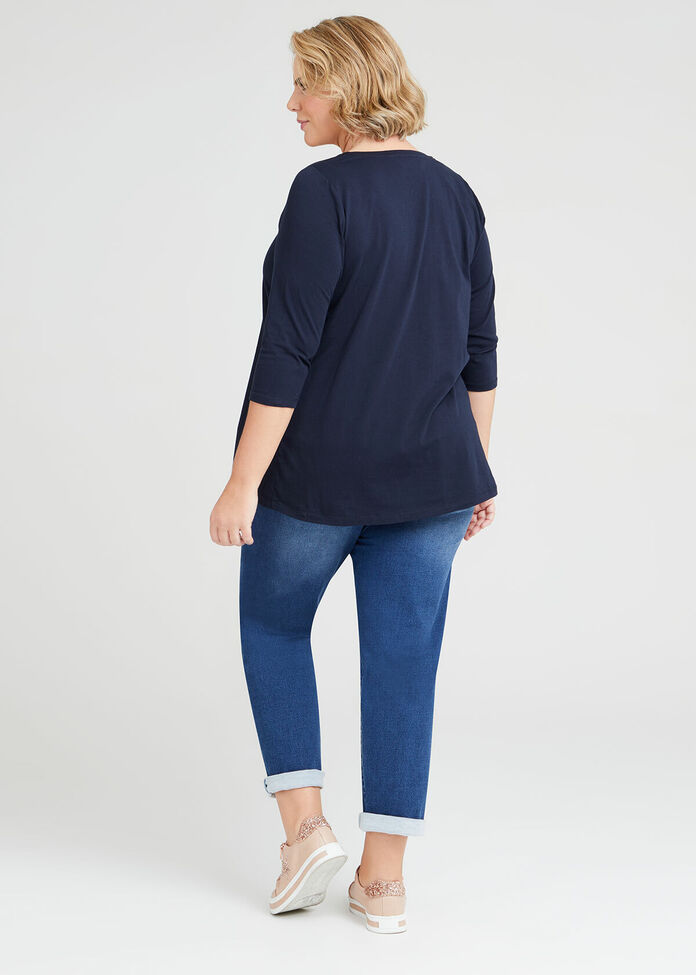 Organic Pintuck 3/4 Sleeve Top, , hi-res
