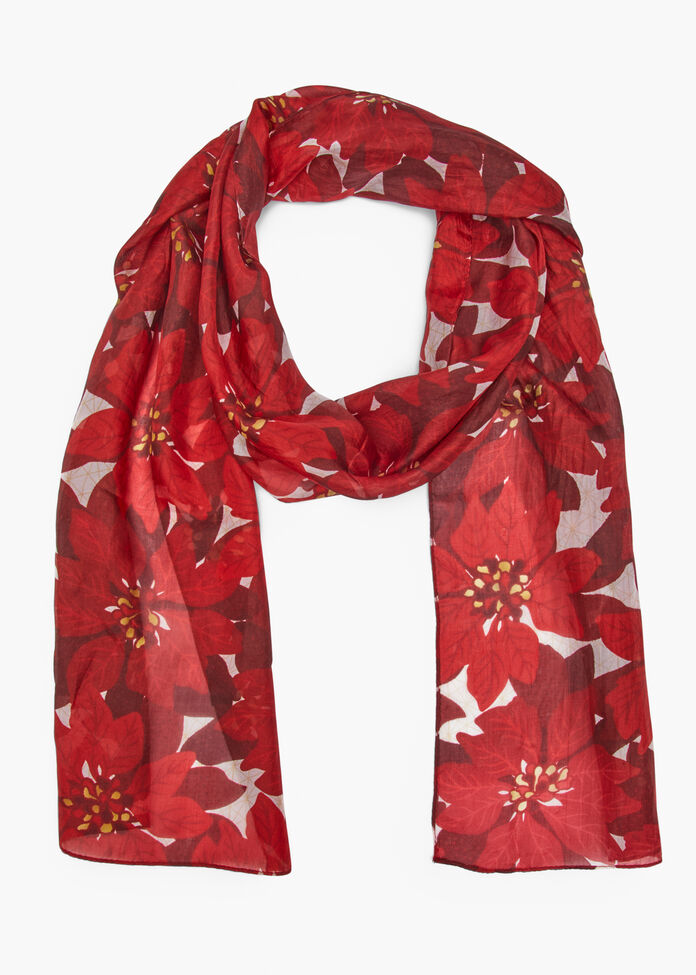 Festive Floral Silk Scarf, , hi-res