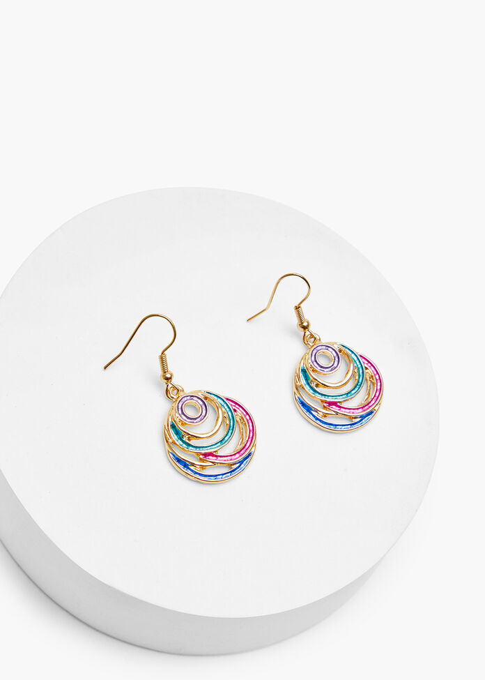 Enamel Circles Earrings, , hi-res