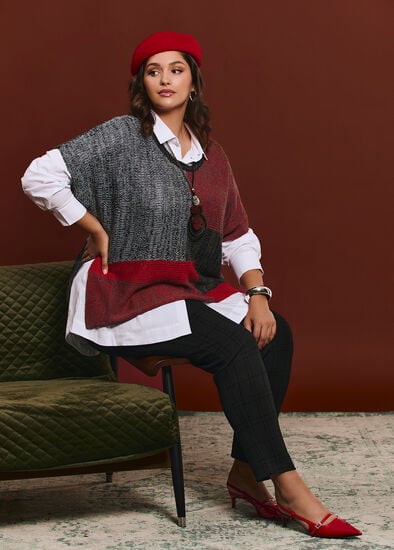 Plus Size Colour Block Knit Jumper