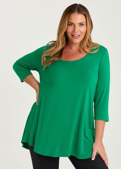 Plus Size Bamboo Base 3/4 Sleeve Top