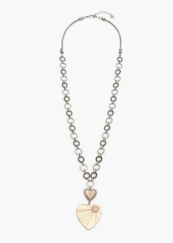 Heart Charm Long Pendant Necklace, , hi-res