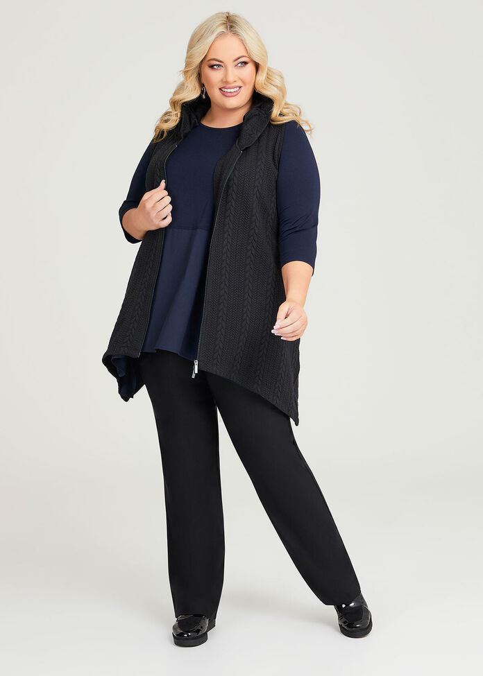 Shop Plus Size Zip Cable Quilt Vest in Black Sizes 1230 Taking
