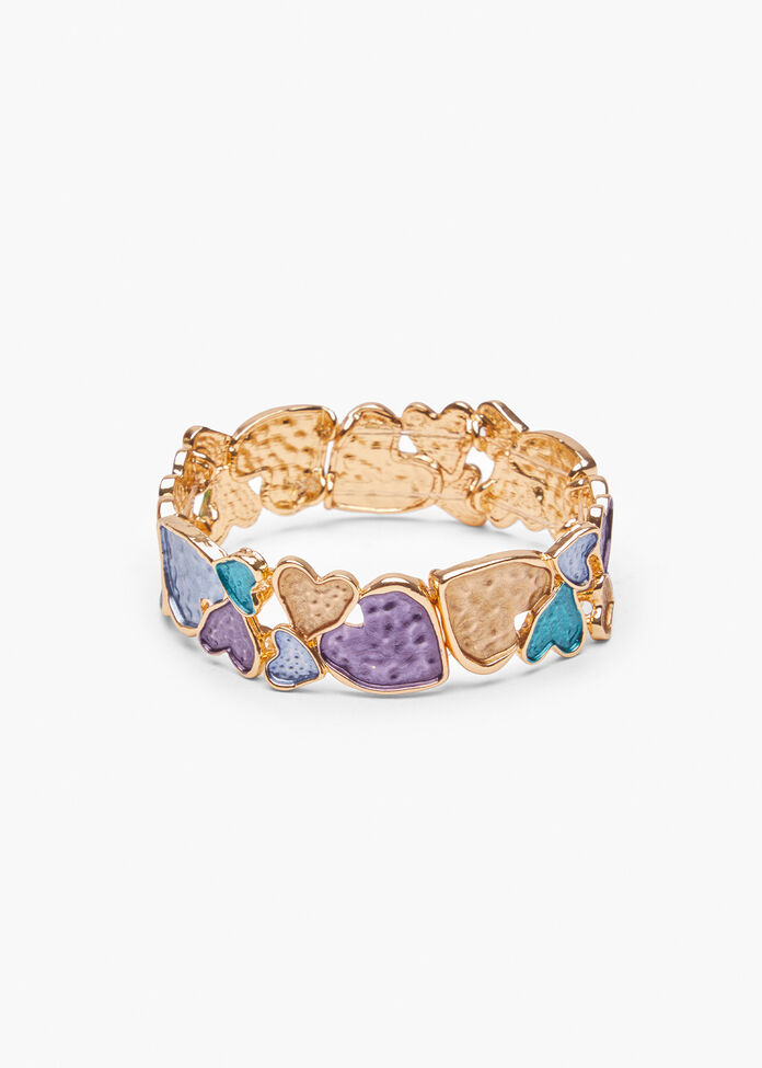 Enamel Heart Stretch Bracelet, , hi-res