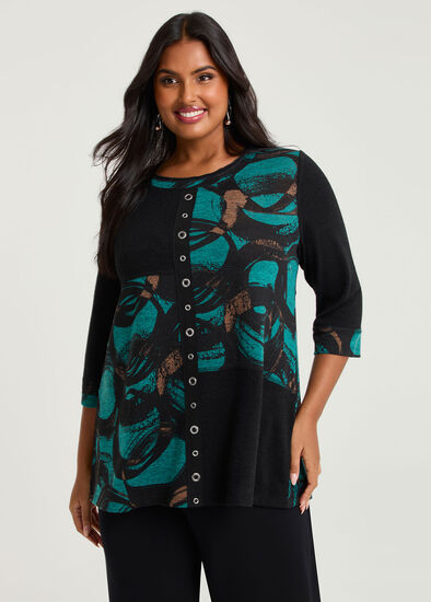 Plus Size Swirl Spliced Snug Tunic