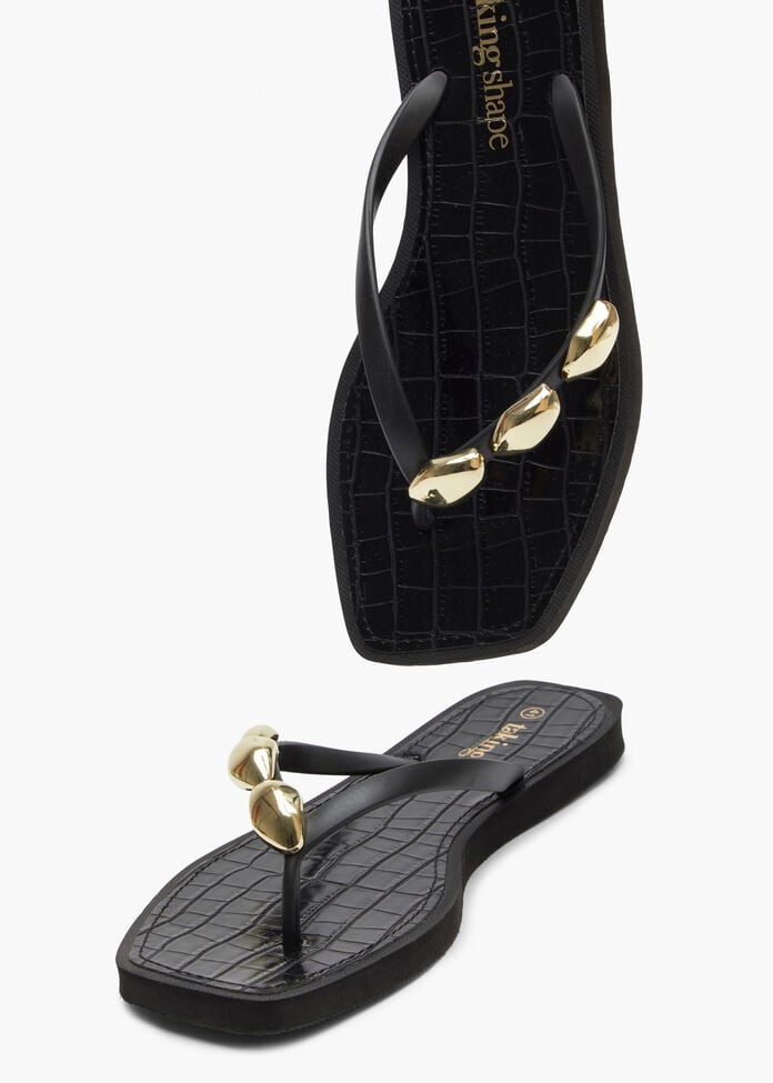 Trim Detail Flip Flop, BLACK, hi-res