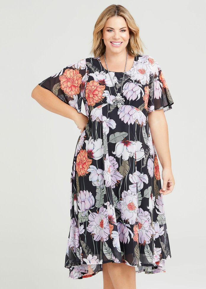 Shop Plus Size Embroidered Peony Maxi Dress in Multi | Sizes 12-30 ...