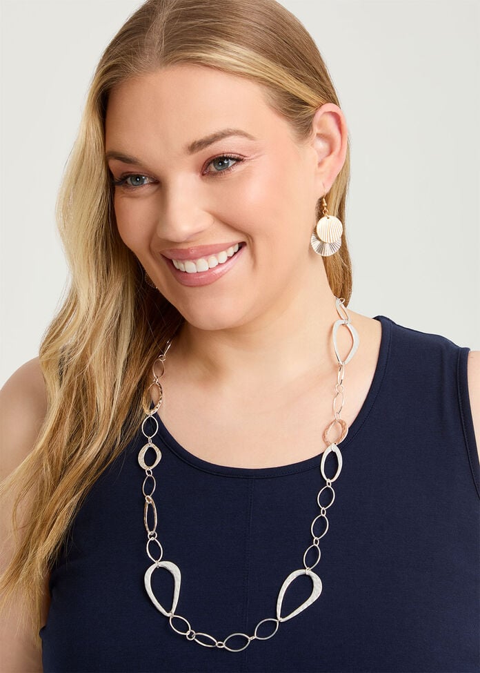 Clean Metal Links Long Necklace, , hi-res