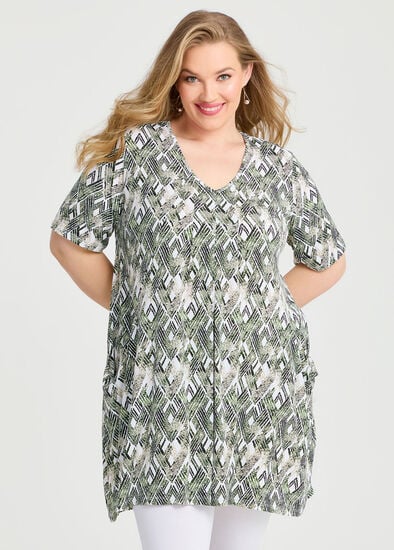 Plus Size Print Short Sleeve Tunic