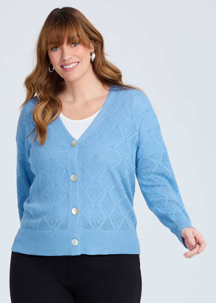 Shop Plus Size Open Knit Long Sleeve Cardigan, Blue Taking Shape AU