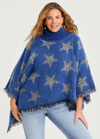 Blue Star Sequin Poncho